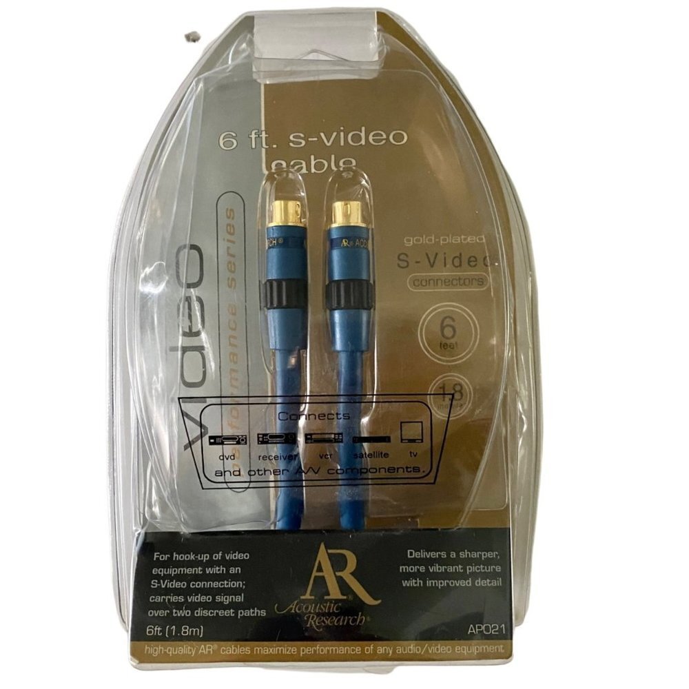 Acoustic Research AP021 6 foot S-Video Cable Connectors NEW